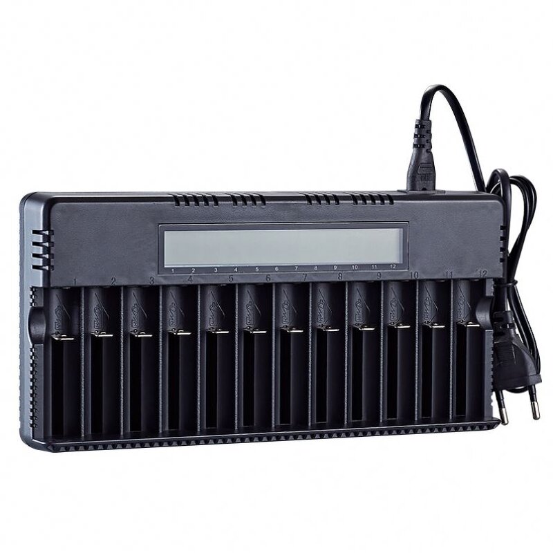 Battery Charger with LCD Factory - 18650 26650 12 Slots EU US Multiple Batteries Electric