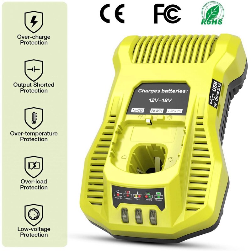 Ryobi Battery Charger Manufacturer - New Multi-Function P117 for 12V-18V 2 USB Ports Devices