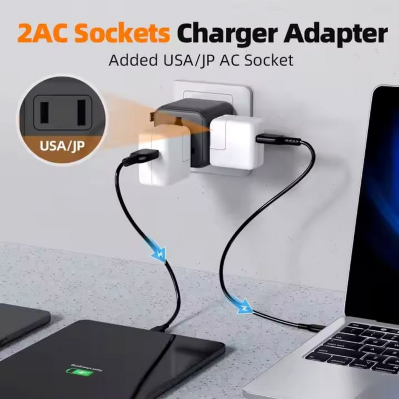 World Travel Plug Adapter Manufacturer - 2AC Compact Size Small Plug Worldwide International Adaptor