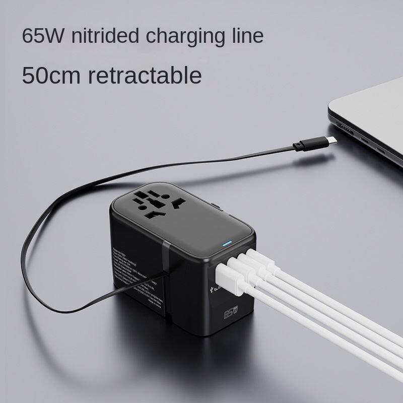 Universal Travel Charger Manufacturer - GaN PD 65w All in One 4 USB Retractable Cable Multi Fast