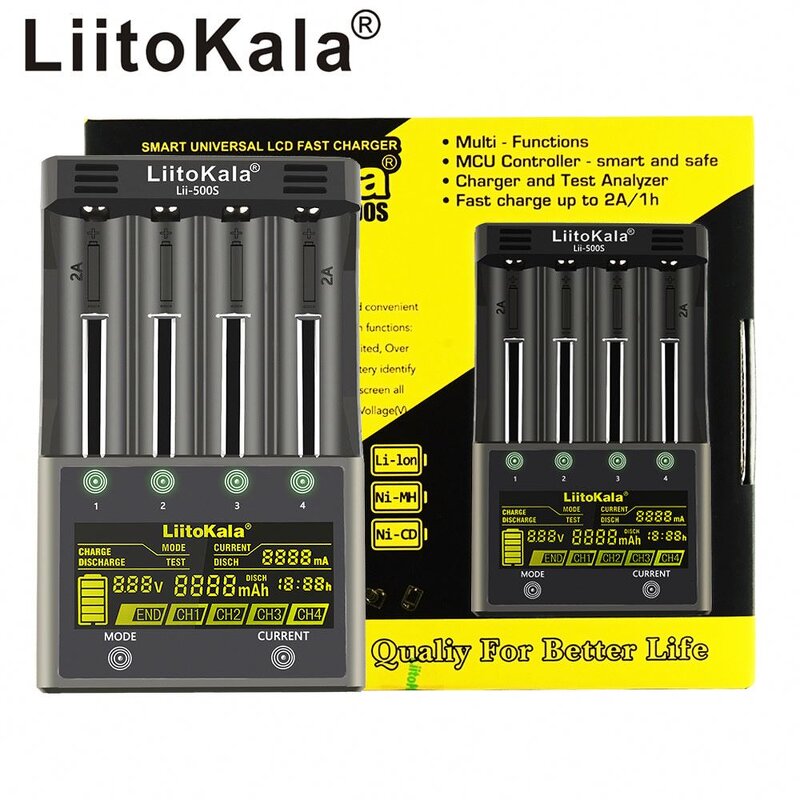 Battery Charger Supplier - LiitoKala Lii-500S LCD 3.7V 1.2V 18650 26650 21700 with Screen Test