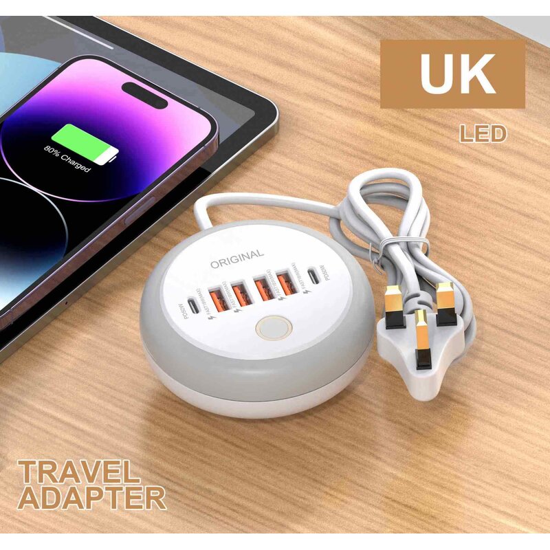 PD Desktop Power Strip Supplier - Factory Price 4A+2C USB Wall Charger with US/EU/AU Plug