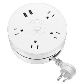 Round Power Strip Manufacturer - Portable Extension Cord Socket Plug USB Charger with 2 USB Cable