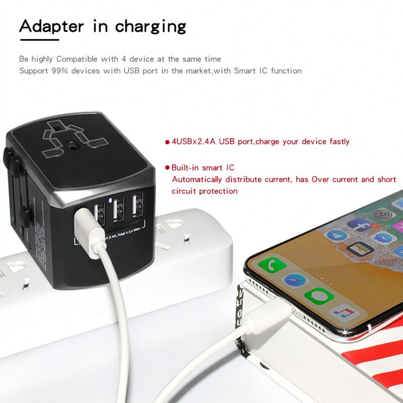 Universal Travel Adapter Supplier - Multi Plug 100-240V Electrical Socket USB Charger