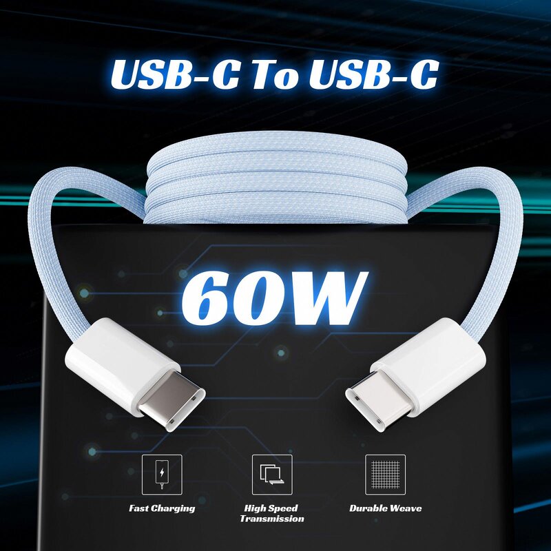 Braided USB C Cable Factory - Wholesale Macaron Color PD 60W USB C TO TYPE C Fast Charging