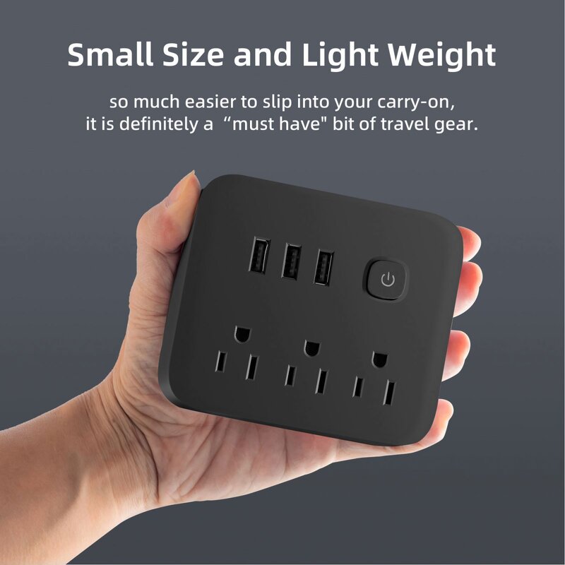 US Power Socket Extension Supplier - Surge Protector with 3 AC Outlets and 3 USB Ports Power Strip