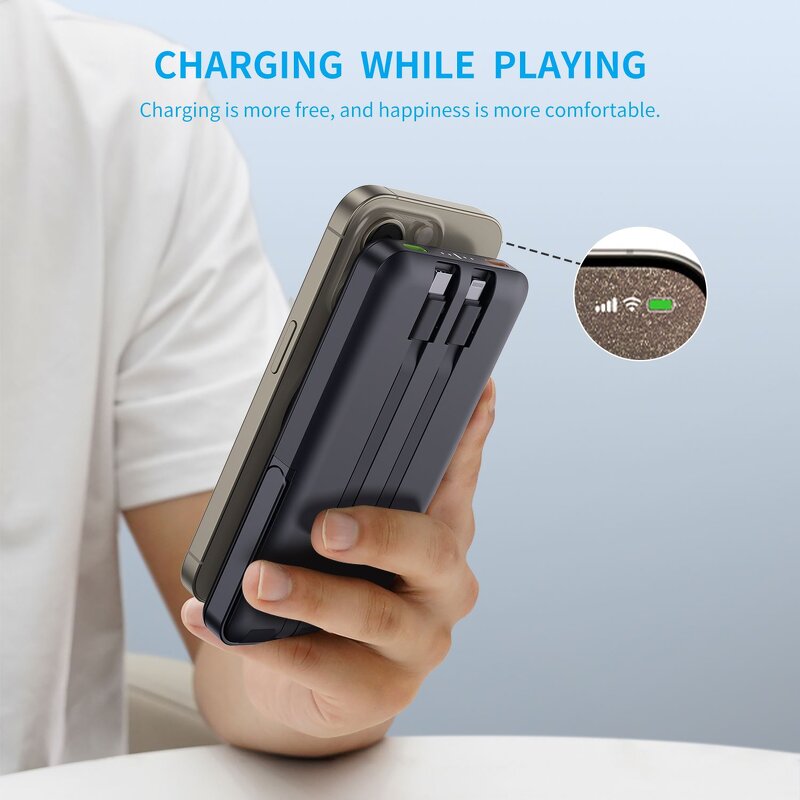 Wireless Charger Power Bank Factory - 3 In1 Universal Magnetic 15w Black TOP Li-polymer 10000Mah