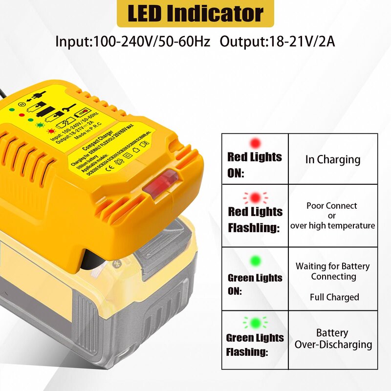 Battery Charger Replacement Manufacturer - for Dewalt Compatible 20V 60V Max Lithium DCB200 DCB204