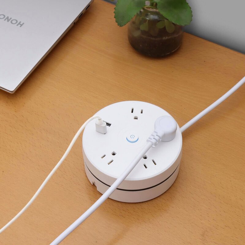 Round Power Strip Manufacturer - Portable Extension Cord Socket Plug USB Charger with 2 USB Cable