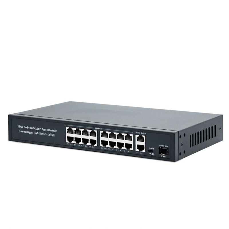 16 Ports POE Switch Manufacturer - 330W 38gbps IEEE802.3af/at for CCTV Camera System 10/100/1000Mbps
