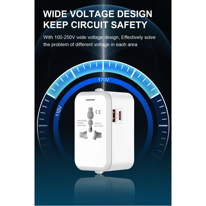 Worldwide Travel Adapter Factory - PD 20W Dual USB with Australia Europe UK EU Multi Plug Wall