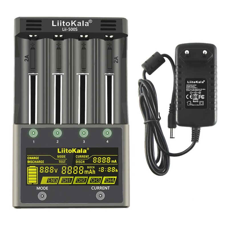 Battery Charger Supplier - LiitoKala Lii-500S LCD 3.7V 1.2V 18650 26650 21700 with Screen Test