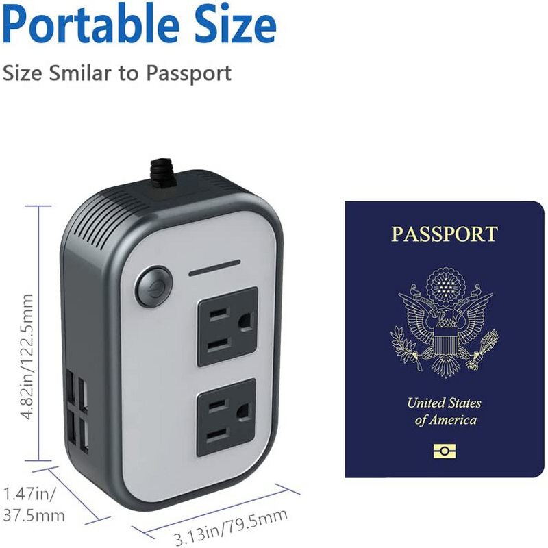 DC to AC Inverter Manufacturer - 12V to 110V 200W Car Power with Four USB Ports Charger