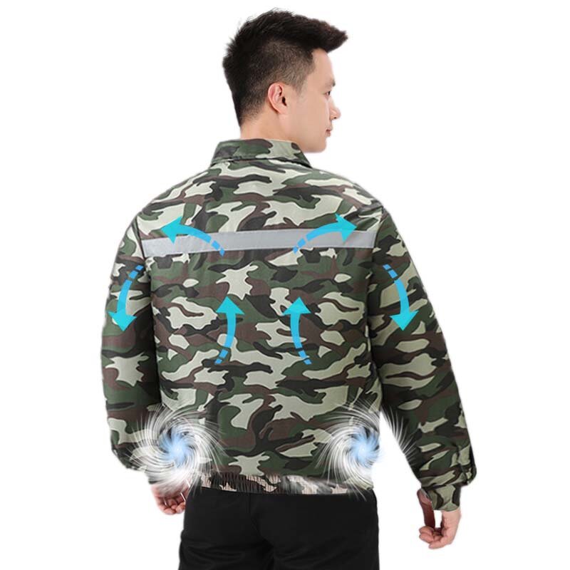 Battery Fan Cooling Jacket Factory - High Temperature Working Clothes Powered Summer Camouflage