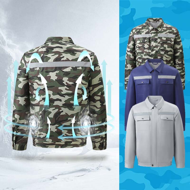 Battery Fan Cooling Jacket Factory - High Temperature Working Clothes Powered Summer Camouflage
