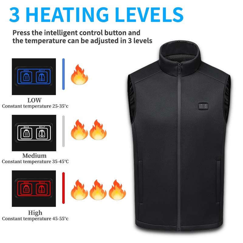 Intelligent Heated Vest Supplier - Wholesale Electric with Windproof Temperature Control Button