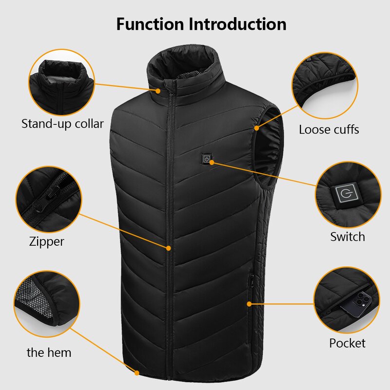 USB Heated Vest Manufacturer - 9 Zones Breathable Sleeveless Washable Body Warmer
