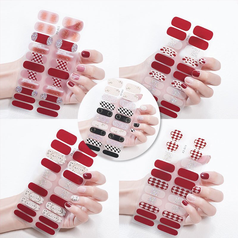 Gradient Nail Sticker Factory - Wholesale 22 Tips Full Cover 3D Nail Wrap Sheet