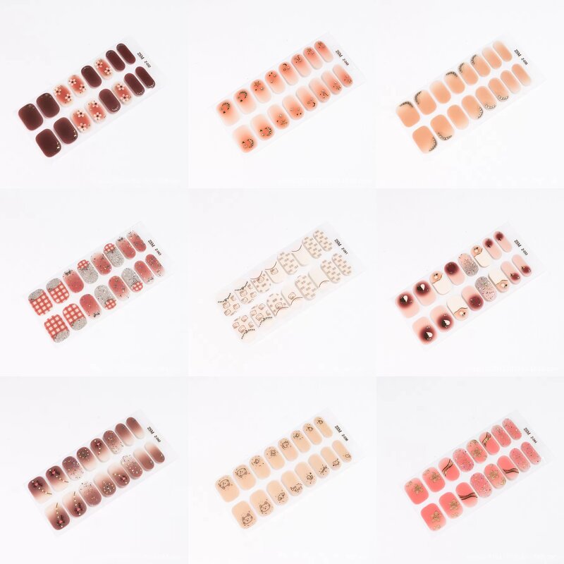 Non Toxic Nail Wraps Supplier - Customize 16 Strips Gel Full Cover Gradient Color