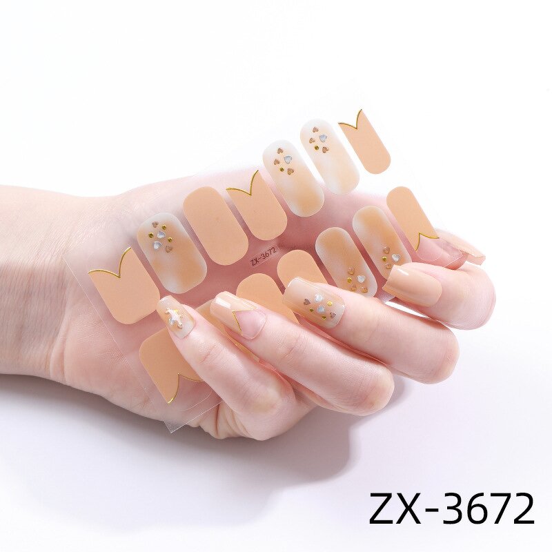 Gel Nail Sticker Strips Supplier - New Update 14Tips Semi-cured UV Gel Polish Strips
