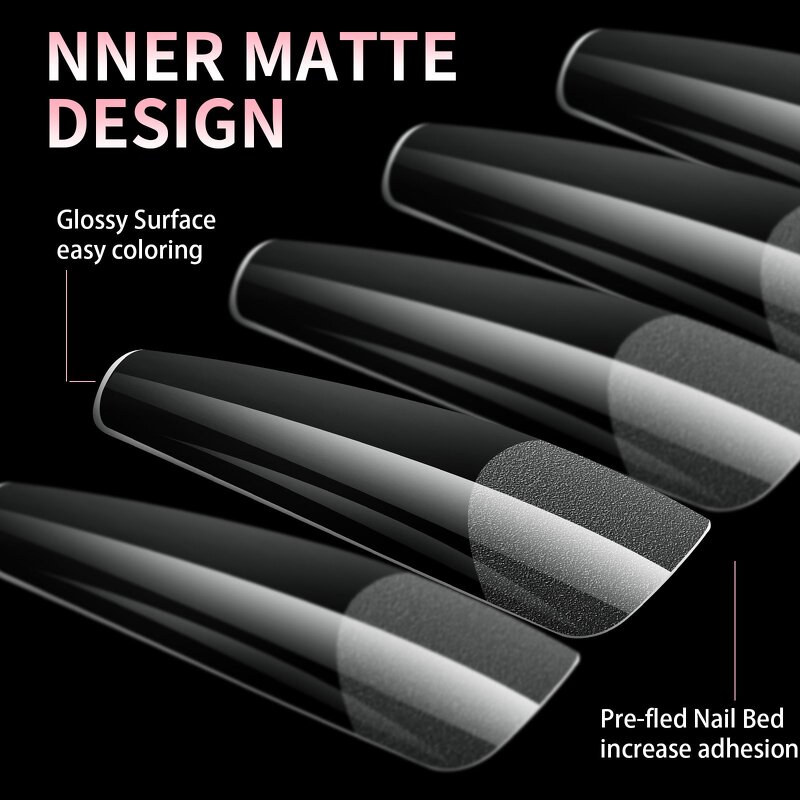 Gel X Nail Tips Factory - 240pcs Half Frosted Full Cover Acrylic Soft Gel Tips