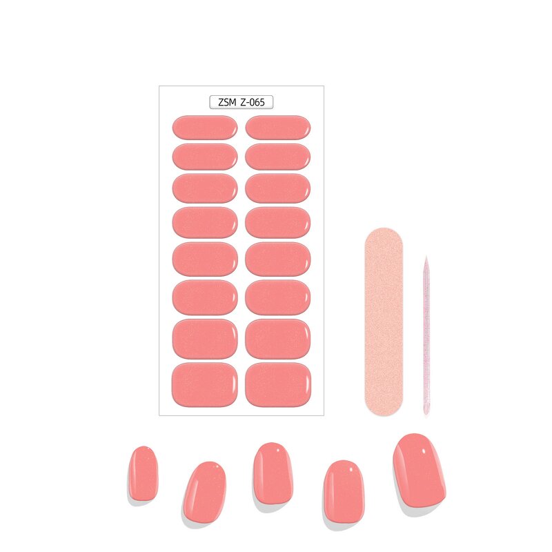 Solid Nude Nail Stickers Factory - Semi Cured Nail Polish Wraps High Quality Strips