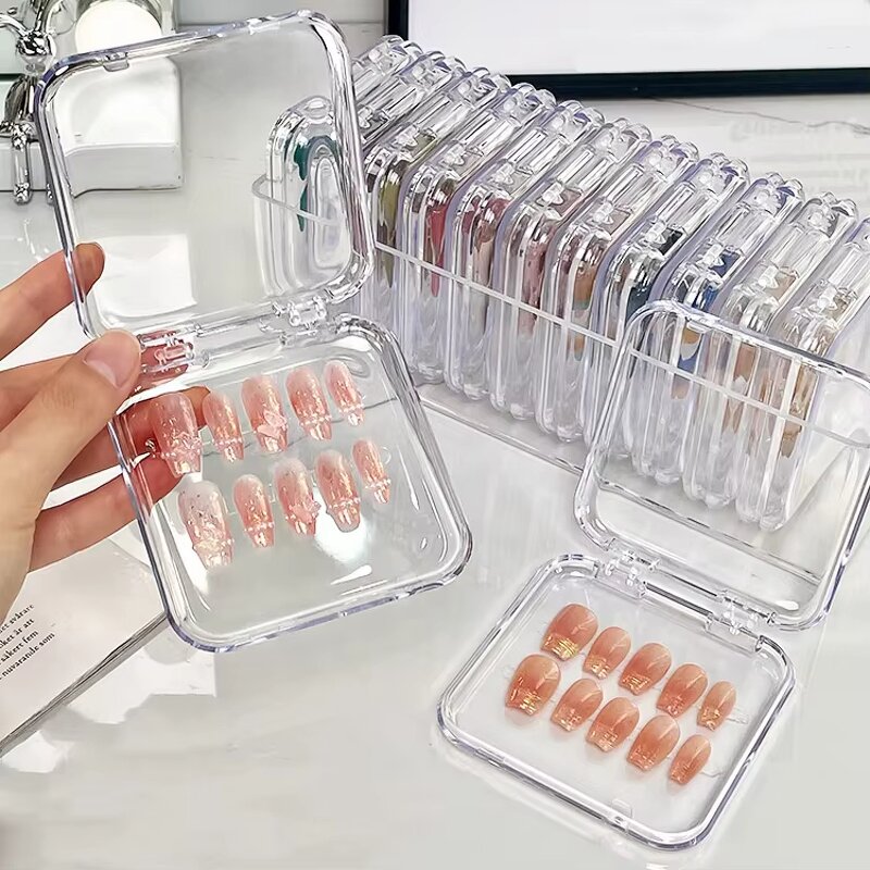 Nail Empty Box Factory - Press on Nails Packaging Pink Dust Proof Transparent Organizer