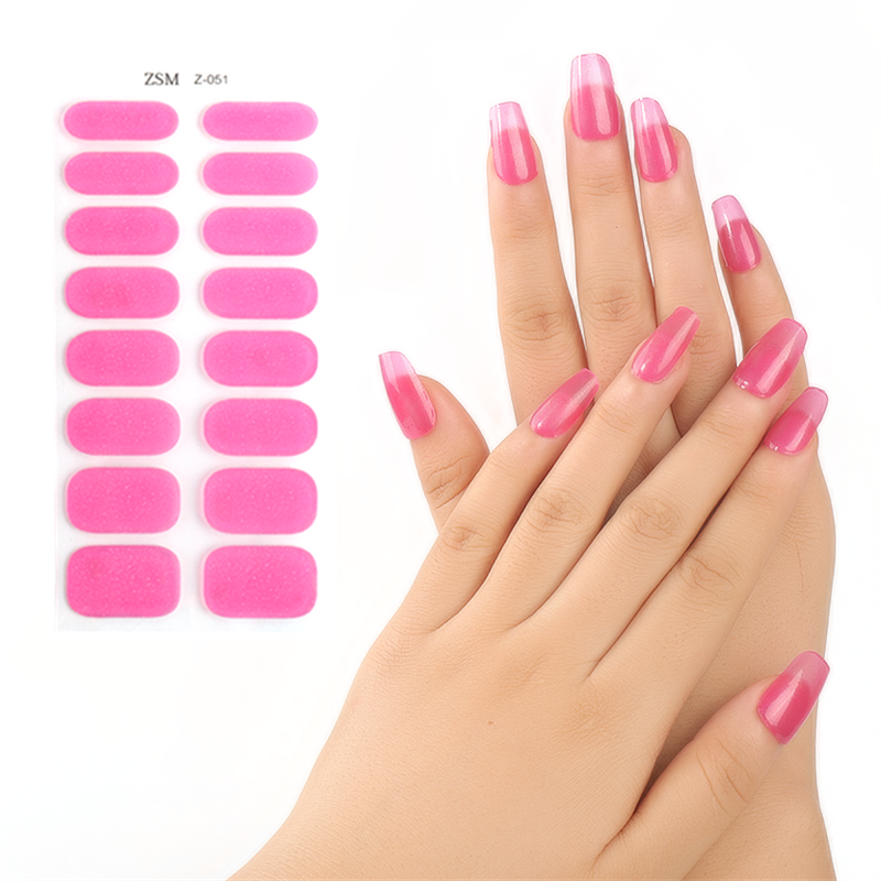 Semi-Cured Gel Nail Patch Factory - 16Tips Premium Quality UV Gel Full Cover Sticker
