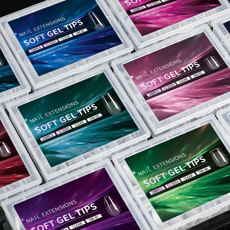 Gel X Nail Tips Factory - 240pcs Half Frosted Full Cover Acrylic Soft Gel Tips