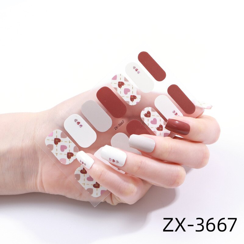 Gel Nail Sticker Strips Supplier - New Update 14Tips Semi-cured UV Gel Polish Strips