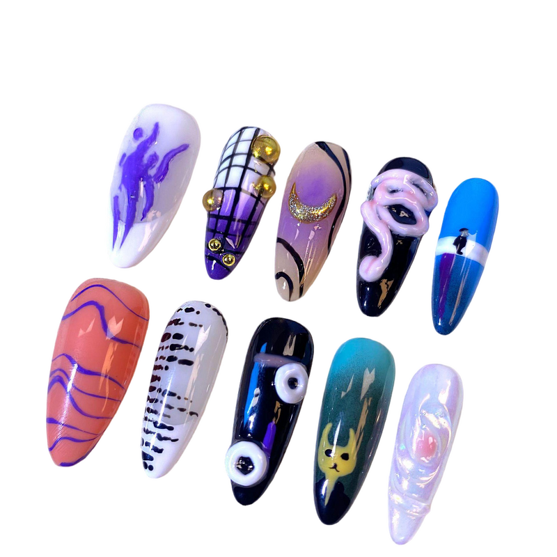 Pumpkin Nails Factory - Handmade 10pcs Almond Coffin 3D Halloween Nail Covers