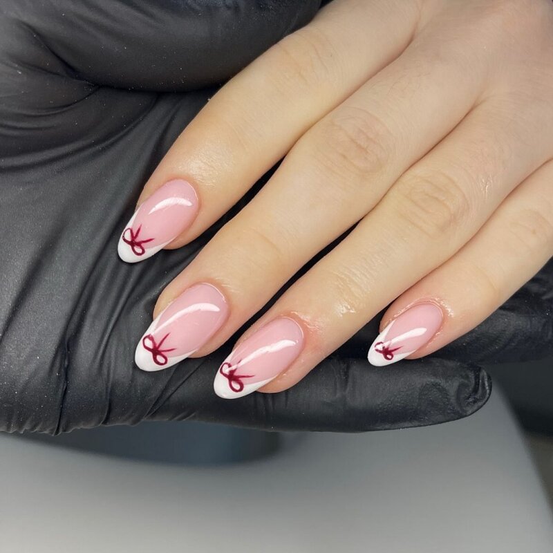 INS Nail Art Supplier - Wholesale French Style Short Almond Flower Customization