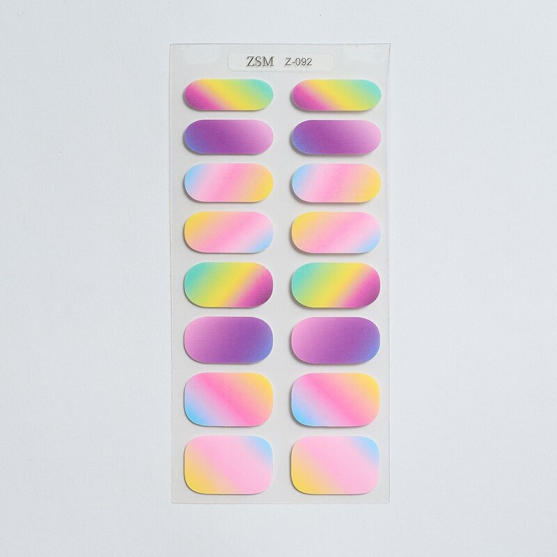 Metallic Nail Stickers Supplier - Custom 16-Strips Shiny Multi-patterned Press on Wraps