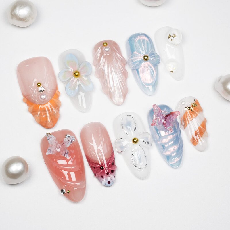 French Nail Art Supplier - Wholesale Customized Almond Handmade Ice-Clear Tips