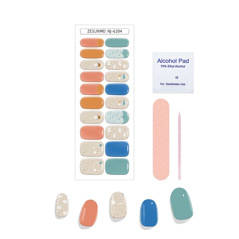 Christmas Nail Stickers Factory - 2024 New Design 20 Strips UV Lamp Semi Cured Wraps