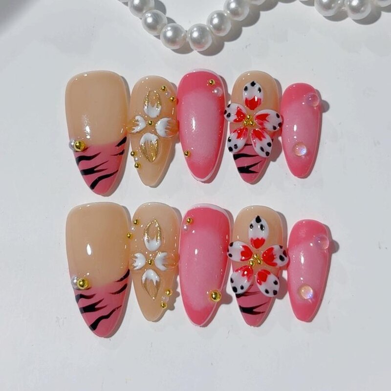 Gel Press Nails Manufacturer - Wholesale 10pcs Customized 3D Almond Stiletto