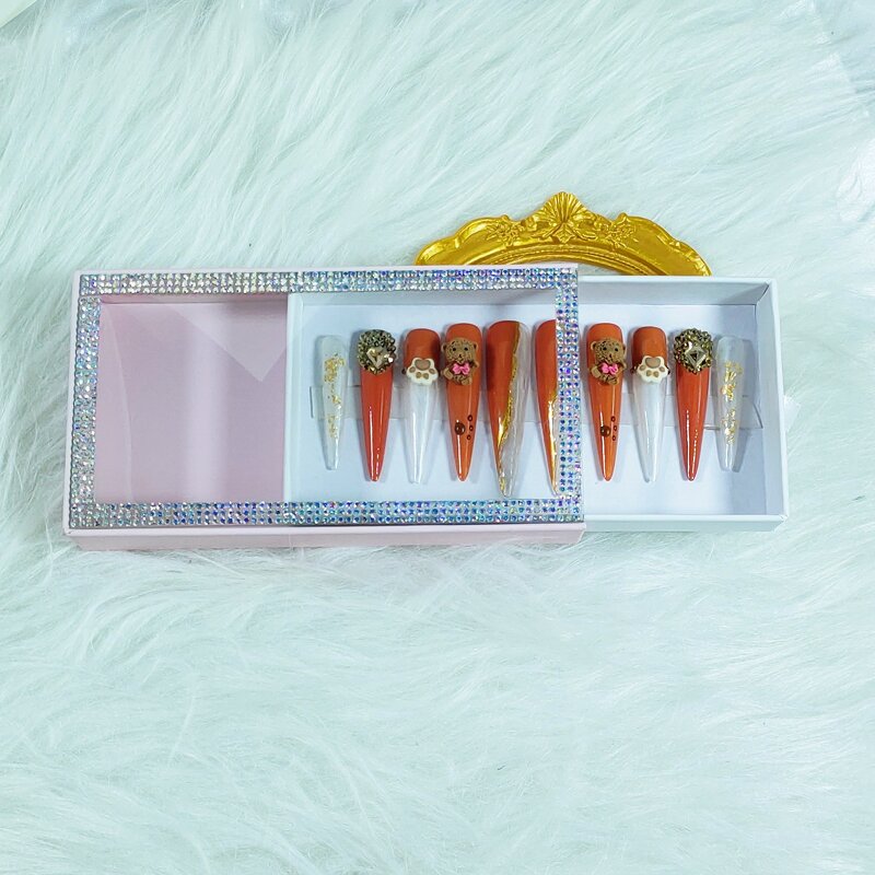 Sparkling Nail Box Supplier - Press on Nails Case Empty Pink Dust Proof Organizer