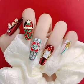 Christmas Nail Charms Supplier - Alloy Tree Cute Cartoon 20 Grids 3D Accessories