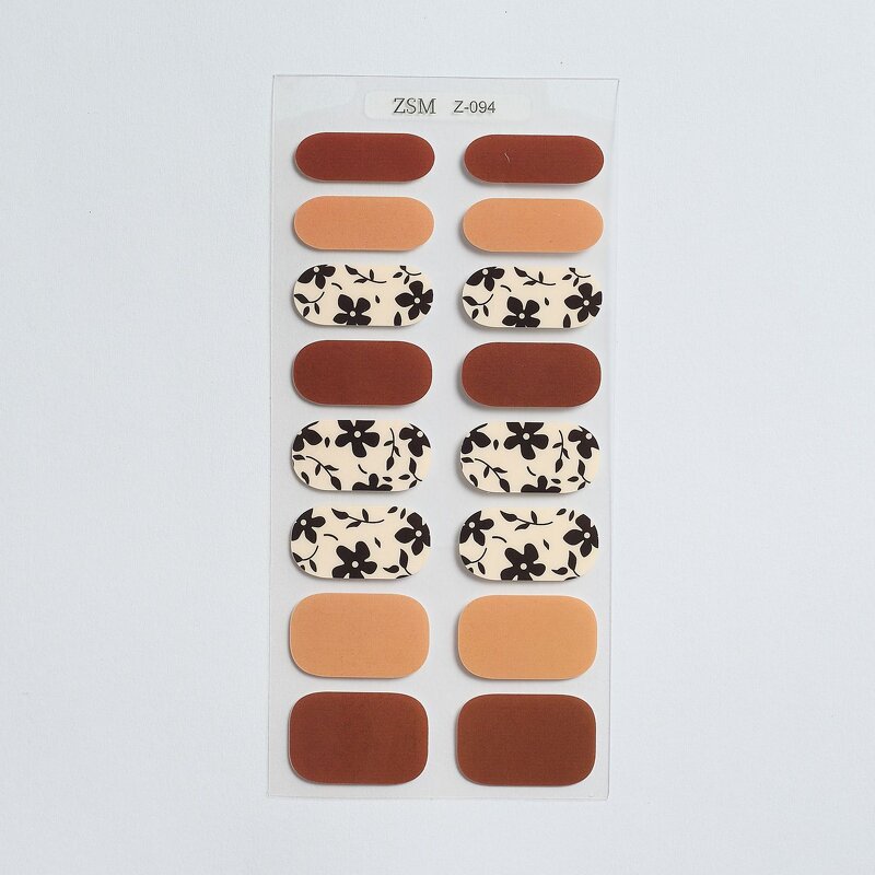 Metallic Nail Stickers Supplier - Custom 16-Strips Shiny Multi-patterned Press on Wraps