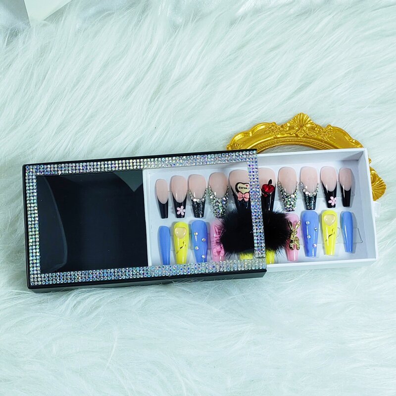 Sparkling Nail Box Supplier - Press on Nails Case Empty Pink Dust Proof Organizer