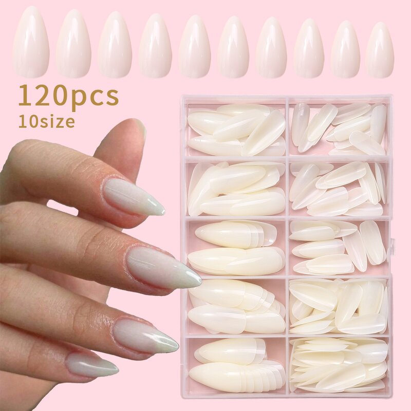 Soft Gel Nails Factory - Wholesale Durable 120pcs 10 Sizes Full Cover Colorful French