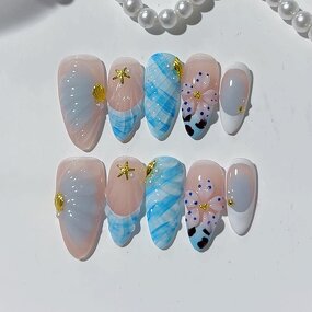 Gel Press Nails Manufacturer - Wholesale 10pcs Customized 3D Almond Stiletto