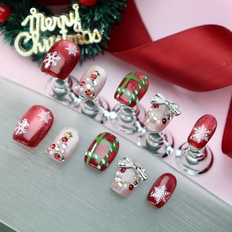 Christmas Press on Nails Supplier - 2025 New Hot Selling Handmade Tree Snowflakes