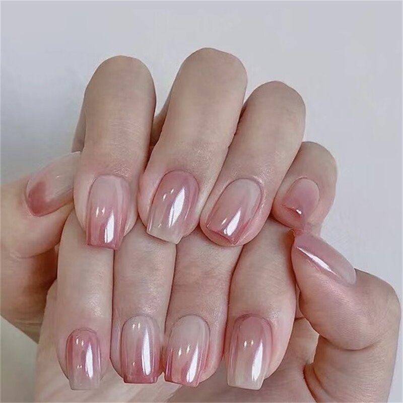 Aurora False Nail Supplier - Simple Gradient French Tips Medium Almond Electroplating
