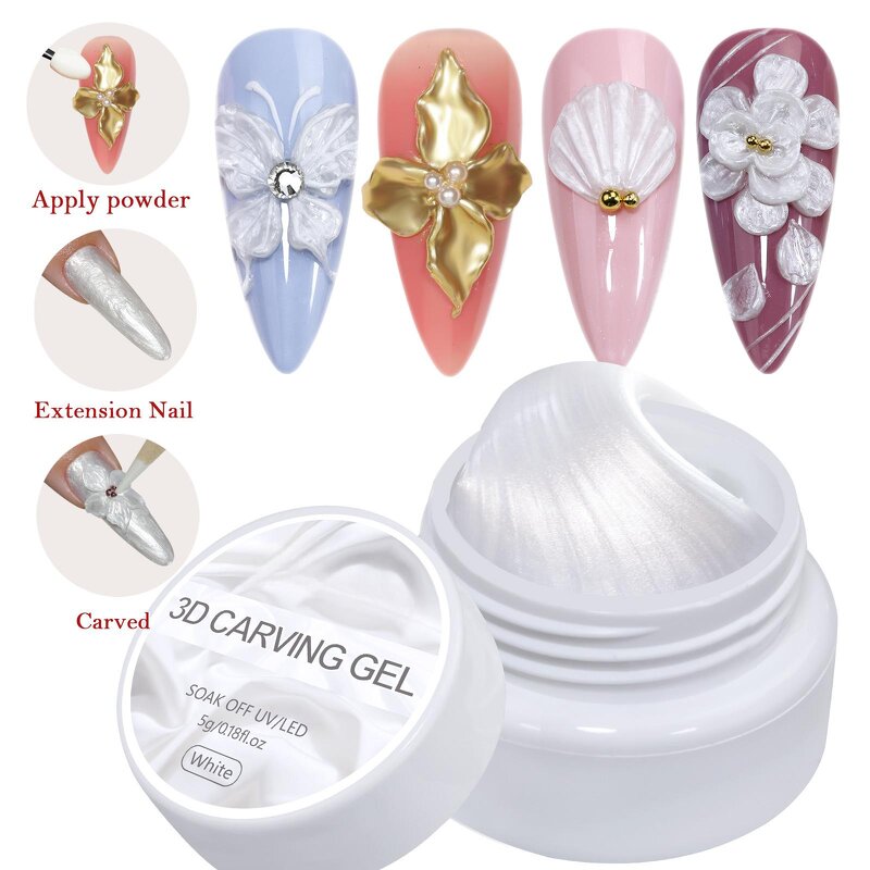 Nail Carving Gel Factory - New Satin White Pearl Gloss Non Stick 3D Modeling Gel