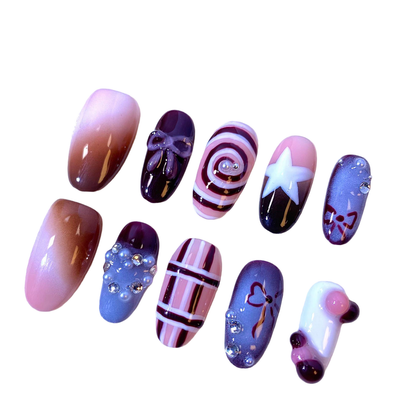 Acrylic Nails Factory - Handmade 10pcs Almond Square Press-on Reusable Tips