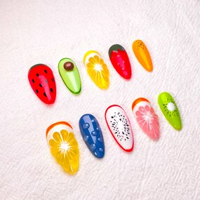 Summer Fruit Nails Factory - 3D Soft Gel Handmade 24Pcs Strawberry False Nails