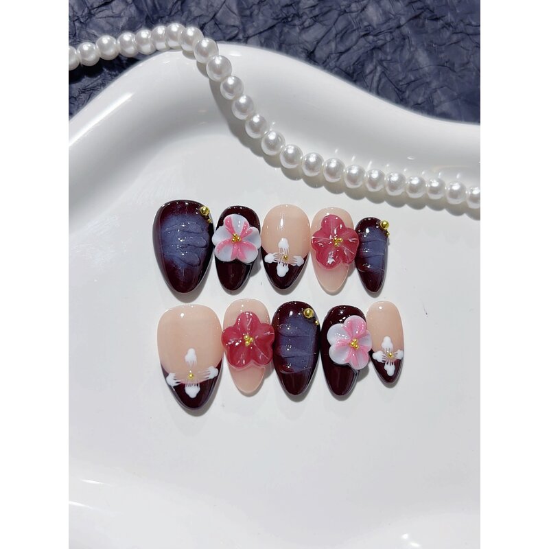 Gel Press Nails Manufacturer - Wholesale 10pcs Customized 3D Almond Stiletto