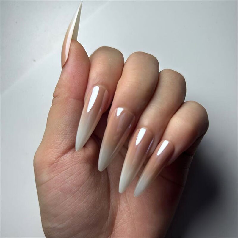 Aurora False Nail Supplier - Simple Gradient French Tips Medium Almond Electroplating