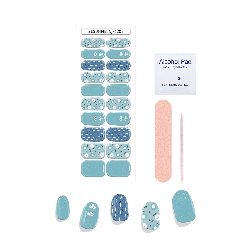 Christmas Nail Stickers Factory - 2024 New Design 20 Strips UV Lamp Semi Cured Wraps